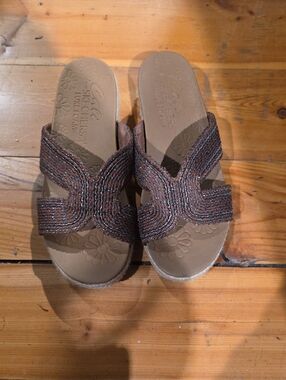 Skechers Brown Woven Slide Sandals